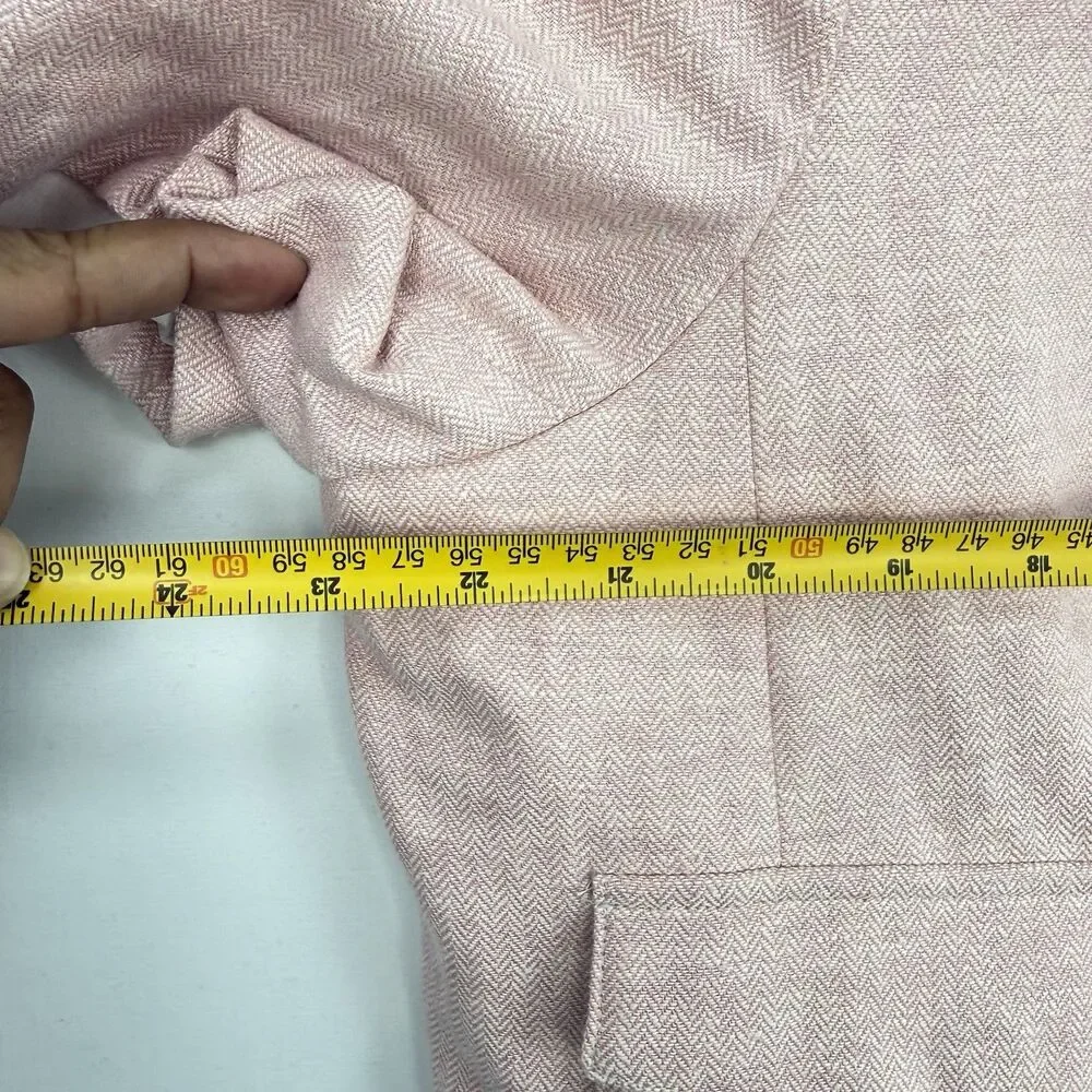 Banana Republic Pink Tailored Blazer Herringbone Cropped Career Womens Size 16
